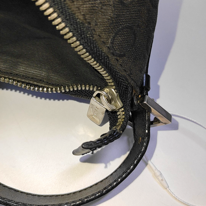 CELINE Black Fabric Triumph Handbag Single Shoulder Bag Silver Hardware Removable shoulder strap-(SKU)-934885209