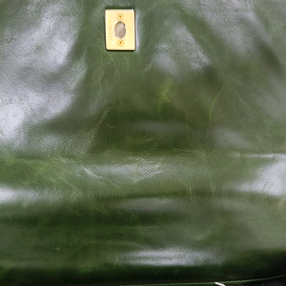 CHANEL COCO HANDLE Large Green Calfskin Quilted V Pattern Single Shoulder Bag Handbag Detachable Strap-(SKU)-963065464