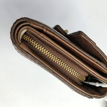 GIVENCHY Brown Leather Embossed Wallet Golden hardware-(SKU)-949930539