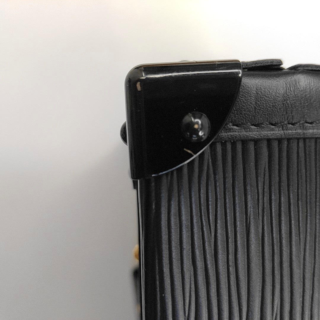 LOUIS VUITTON PETITE MALLE Black EPI Calfskin Water Ripple Pattern Crossbody Shoulder Bag Gold Hardware Removable Shoulder Strap-(SKU)-968078089