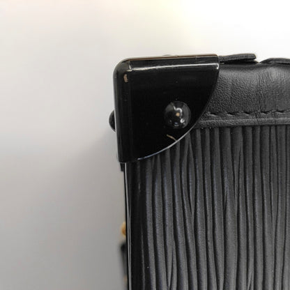 LOUIS VUITTON PETITE MALLE Black EPI Calfskin Water Ripple Pattern Crossbody Shoulder Bag Gold Hardware Removable Shoulder Strap-(SKU)-968078089