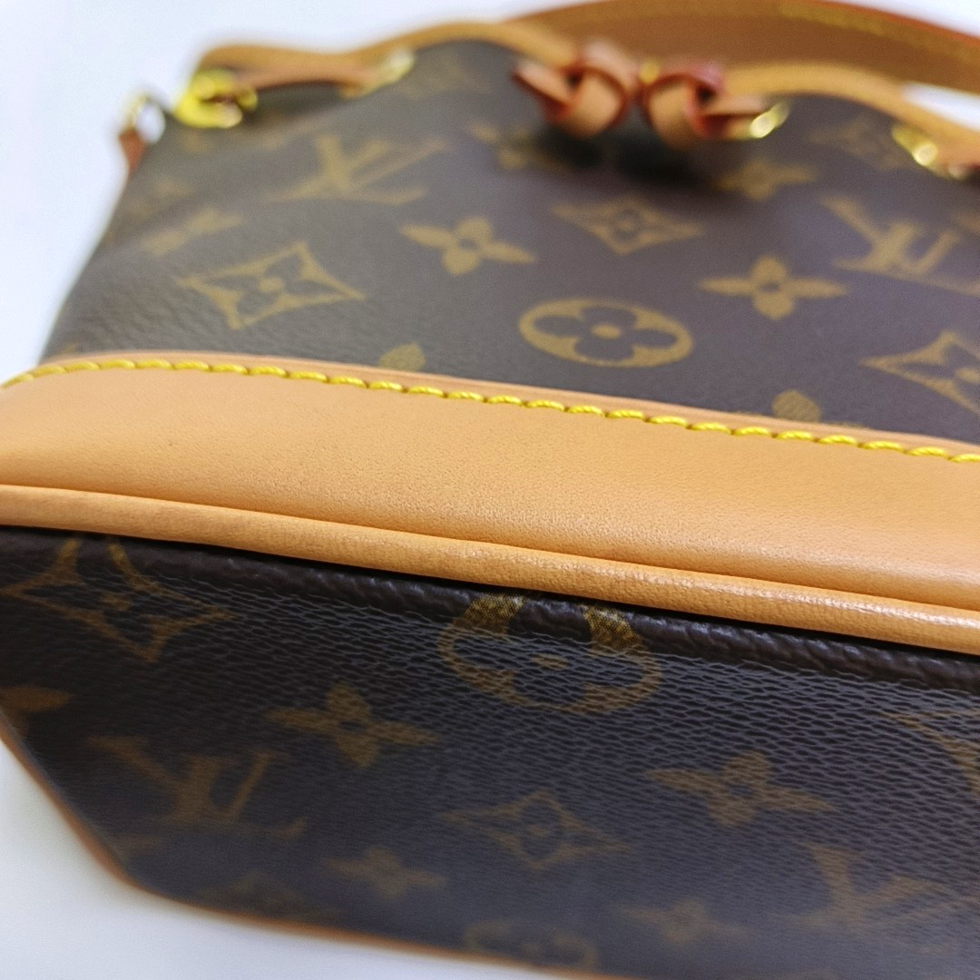 LOUIS VUITTON NOÉ Nano Brown Coated Canvas Monogram Vernis Bucket Bag Shoulder Bag Crossbody Handbag with 2 Detachable Straps-(SKU)-963381502