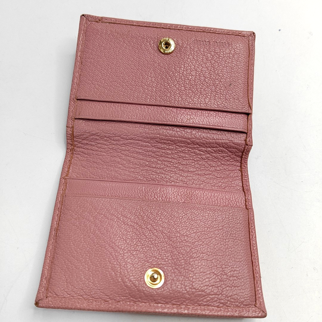Miu Miu Nude Pink Leather Card Case Golden hardware-(SKU)-952226912