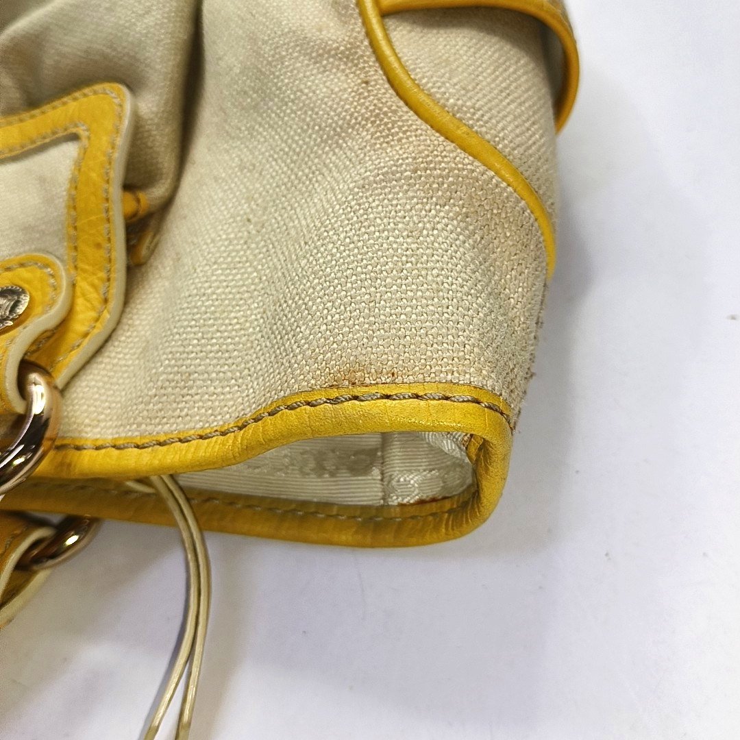 CELINE BOOGIE Yellow Canvas Tote Bag Silver Hardware-(SKU)-952465715