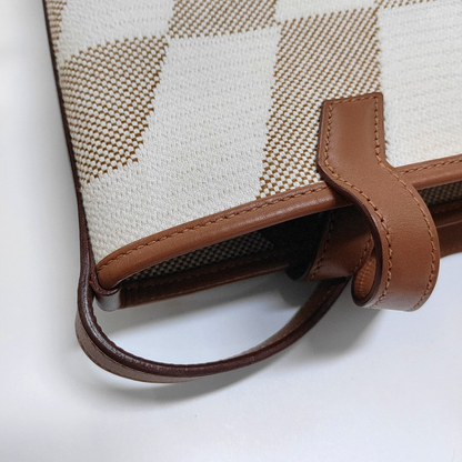 HERMÈS Cabas H En Biais 25 Glacier White Canvas Monogram Crossbody Shoulder Bag with Gold Hardware, Z-(SKU)-962766902