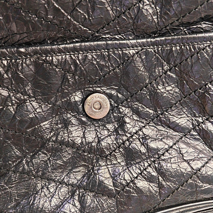 YSL NIKI Medium Size Black Leather Quilted V-Shape Shoulder Bag with Black Ruthenium Hardware-(SKU)-966134744