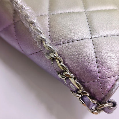 CHANEL WOC Iridescent Calfskin Quilted Shoulder Bag Crossbody Bag Silver Rainbow Metal Hardware-(SKU)-962424976