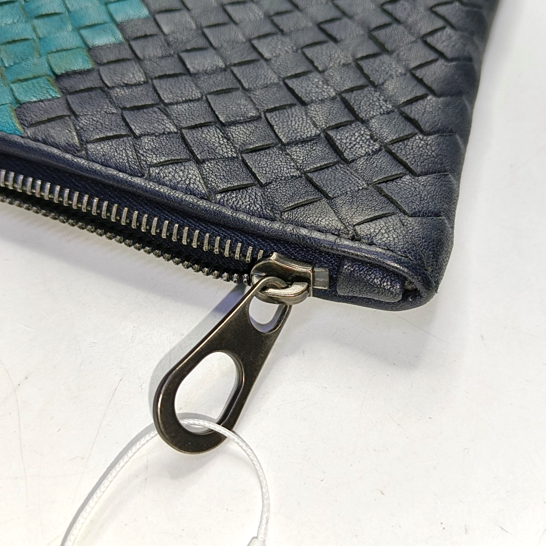 BOTTEGA VENETA Contrast Color Leather Woven Clutch Ruthenium color hardware-(SKU)-958209922