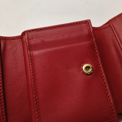 GUCCI Sylvie Red Leather Striped Strap Serb Wallet Golden hardware-(SKU)-946899209