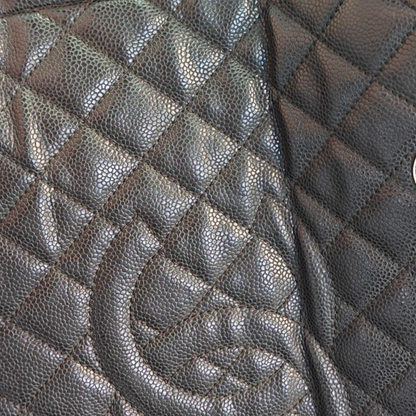 CHANEL CHANEL GST Large Size Black Calfskin Quilted Cannage Shoulder Bag Tote Bag Silver Hardware 15K Clasp-(SKU)-965088697