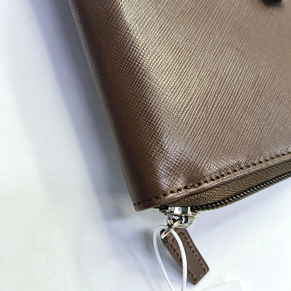 FERRAGAMO Vara Dark Brown Leather Embossed Wallet Silver Hardware-(SKU)-943942165