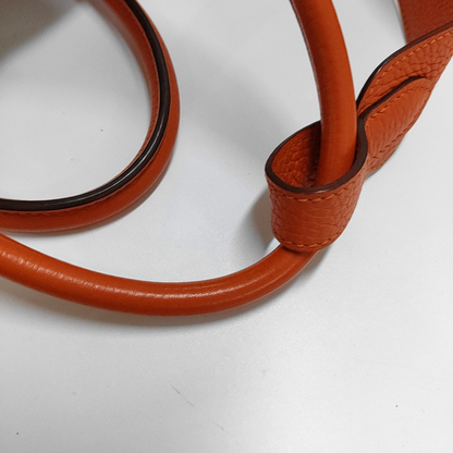 HERMÈS Lindy 34 Hermes Orange Clemence Leather Lindy Bag Crossbody Bag Handbag Silver Hardware X Engraving-(SKU)-955680085