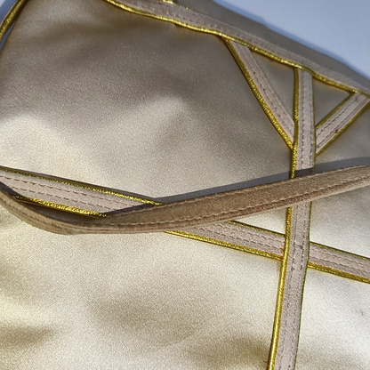 PRADA Tote bag Nude Pink Satin Tote Bag Golden hardware-(SKU)-14425412