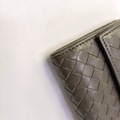 BOTTEGA VENETA Grey Cowhide Braided Wallet Black hardware-(SKU)-944011992