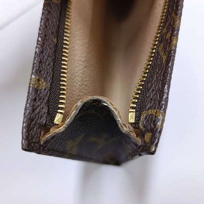LOUIS VUITTON VOYAGE Brown Coated Canvas Monogram Cosmetic Bag Clutch Golden hardware-(SKU)-959441857
