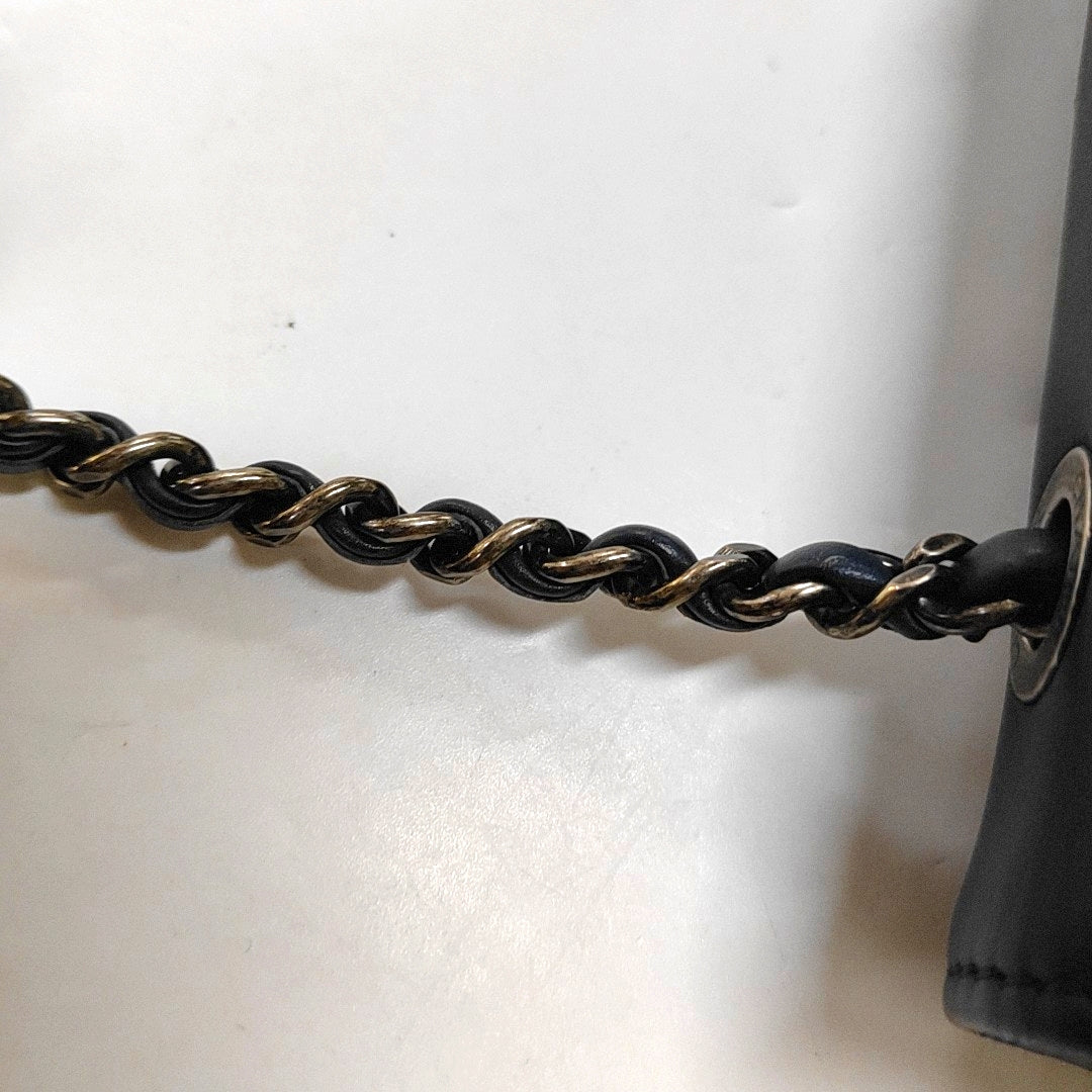 CHANEL BALLERINE Deep Blue Leather Quilted Monogram Shoulder Bag Crossbody Bag Silver Hardware 23cm-(SKU)-969147033