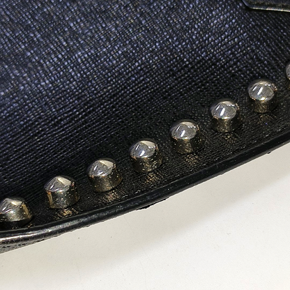 FENDI Karlito Black Leather Studs Handbag Silver Hardware-(SKU)-934933009