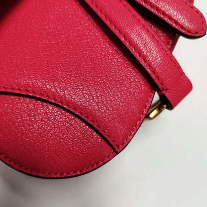 DIOR Saddle Super Mini Pink Calf Leather Saddle Bag Crossbody Shoulder Bag-(SKU)-970314274