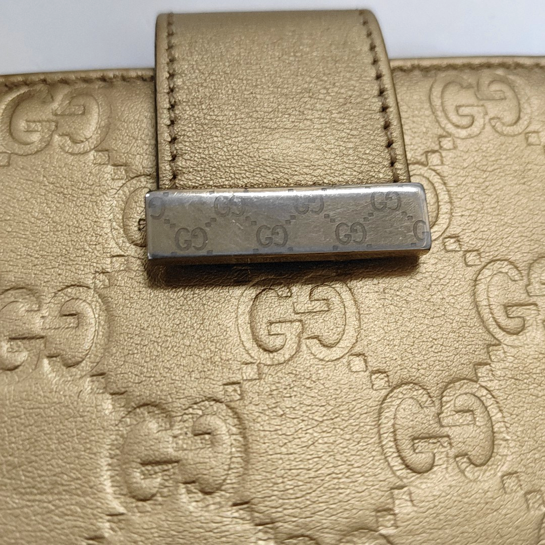 GUCCI Signature金色牛皮老花,压纹钱包-(SKU)-13768073