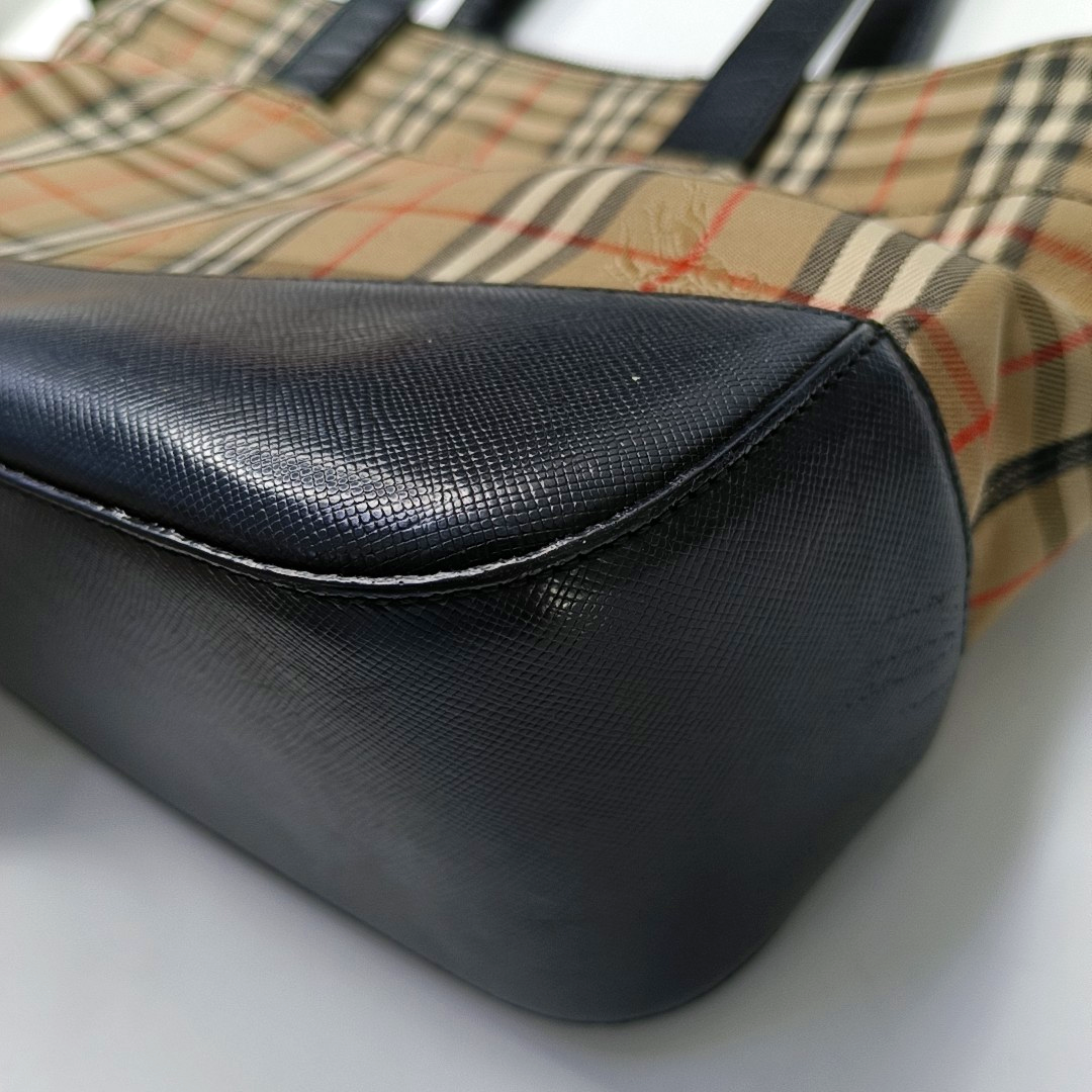 BURBERRY HaymarketBrown Canvas Warhorse Plaid Tote Bag-(SKU)-952477003