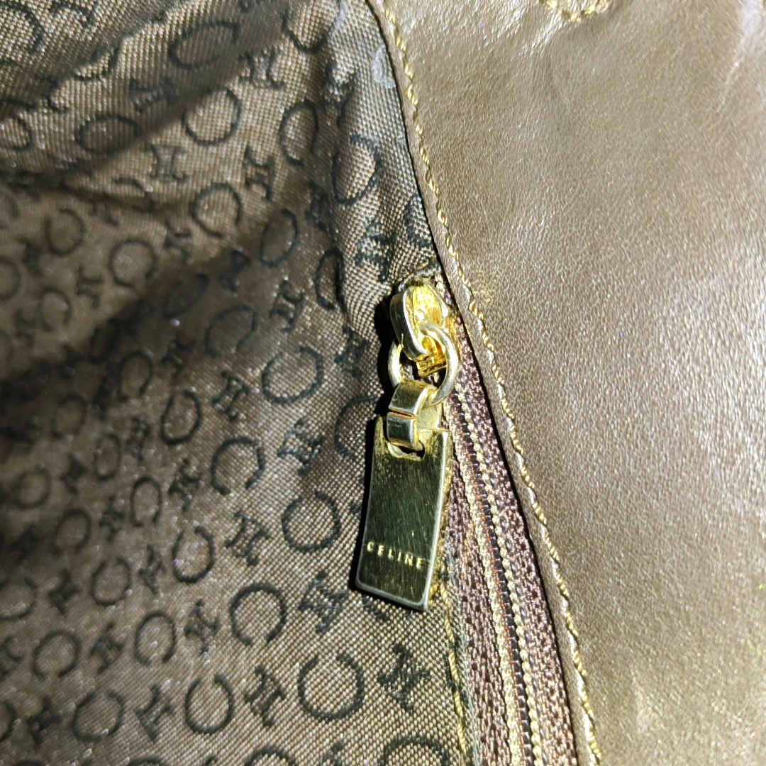 CELINE Tote bag Brown Canvas Shoulder Bag Golden hardware-(SKU)-951945136