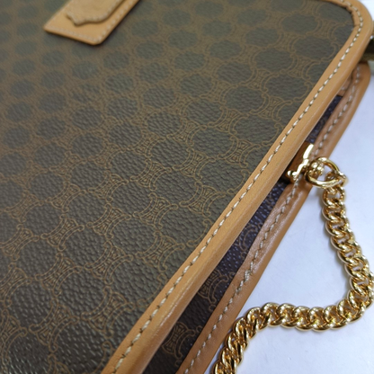 CELINE Brown Coated Canvas Triumph Clutch Golden hardware-(SKU)-951551879