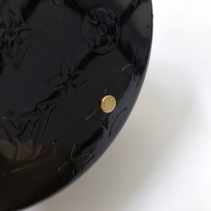 LOUIS VUITTON CANNES Black Patent Leather Embossed Money Bucket Crossbody Shoulder Bag Tote Bag Gold Hardware Removable Strap-(SKU)-952976210