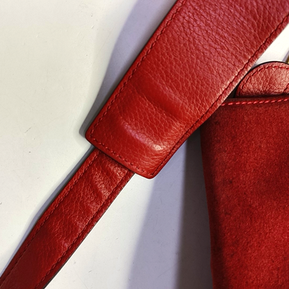 CELINE TRAPEZE Medium size Red Cowhide Swing Bag Single Shoulder Bag Handbag Golden hardware Removable shoulder strap-(SKU)-950729594