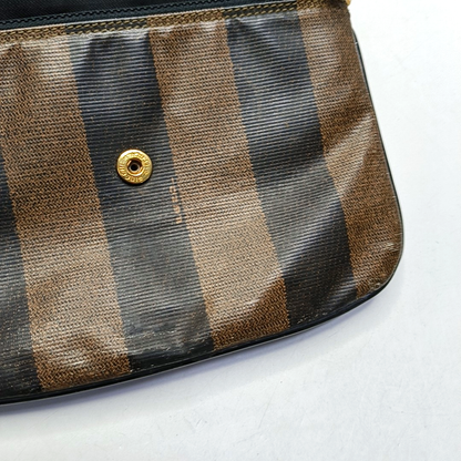 FENDI Pequin Brown Coated Canvas Relief Single Shoulder Bag Crossbody Bag Golden hardware-(SKU)-943935184