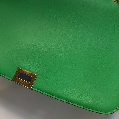 CELINE TRAPEZE Small size Green Cowhide Swing Bag Single Shoulder Bag, Crossbody Bag, Handbag Golden hardware Removable shoulder strap-(SKU)-946576410