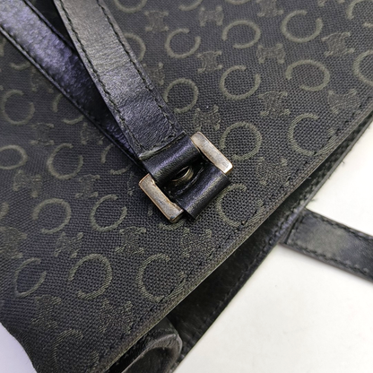 CELINE Tote bag Black Fabric Triumph Arch Embossed Handbag Single Shoulder Bag Golden hardware-(SKU)-951292788