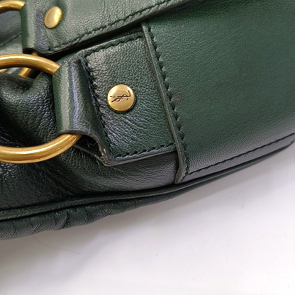 YSL RIVE GAUCHE Dark Green Cowhide Handbag Single Shoulder Bag Crossbody Golden hardware-(SKU)-956521580