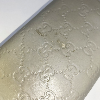 GUCCI Microguccissima Light Gray Cowhide Vintage Embossed Wallet Golden hardware-(SKU)-14418012