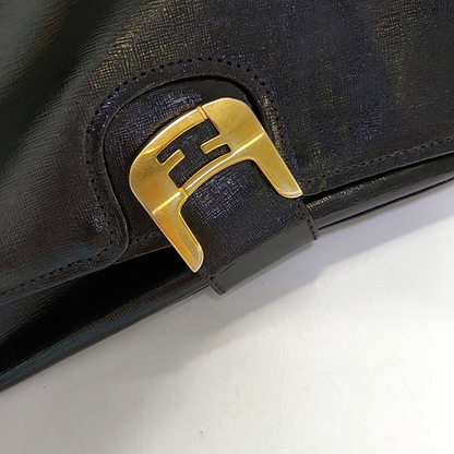 FENDI Black Cowhide Single Shoulder Bag Tote Bag Golden hardware Removable shoulder strap-(SKU)-942811909