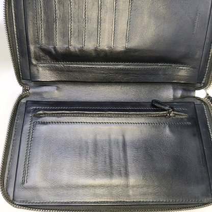 BOTTEGA VENETA Black Cowhide Woven Wallet Black hardware-(SKU)-932935096