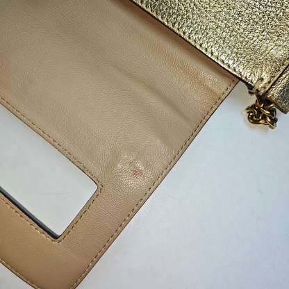 Chloé Elle Golden Leather Shoulder Bag, Crossbody Bag Golden hardware Removable shoulder strap-(SKU)-936942070