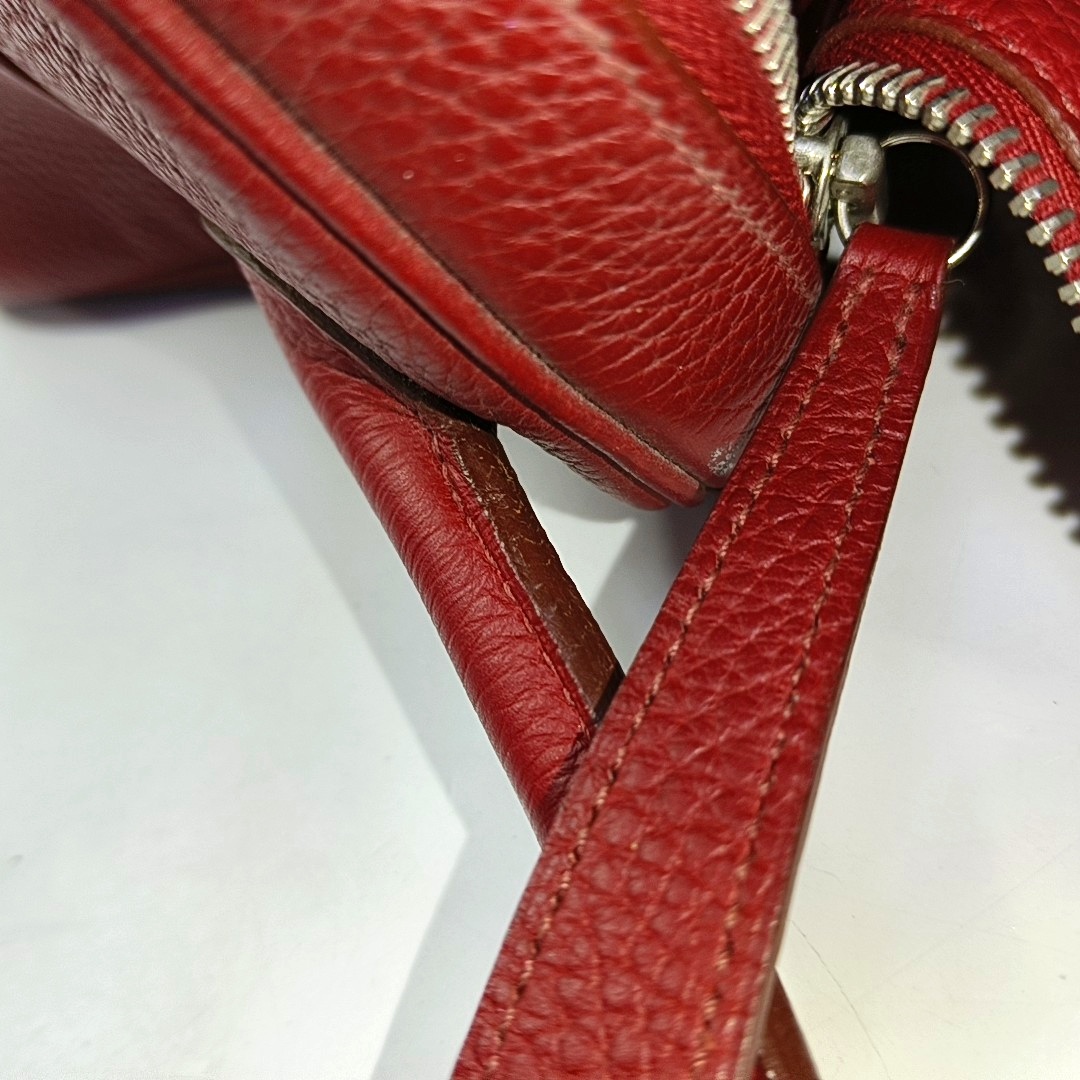 HERMÈS Lindy 34 Flag Red Clemence Leather Shoulder Bag Tote Bag Silver Hardware 🅀 Clasp-(SKU)-956096162