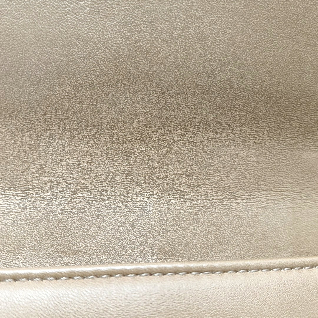 CHANEL CHOCOLATE BAR Khaki Lamb Skin Ice Grain Single Shoulder Bag with Gold Hardware, 8 Clasp-(SKU)-967802267