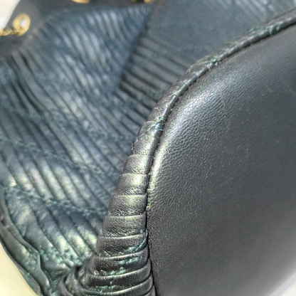 CHANEL DRAWSTRING Deep Blue Lamb Leather Quilted Shoulder Bag with Removable Strap-(SKU)-939912188