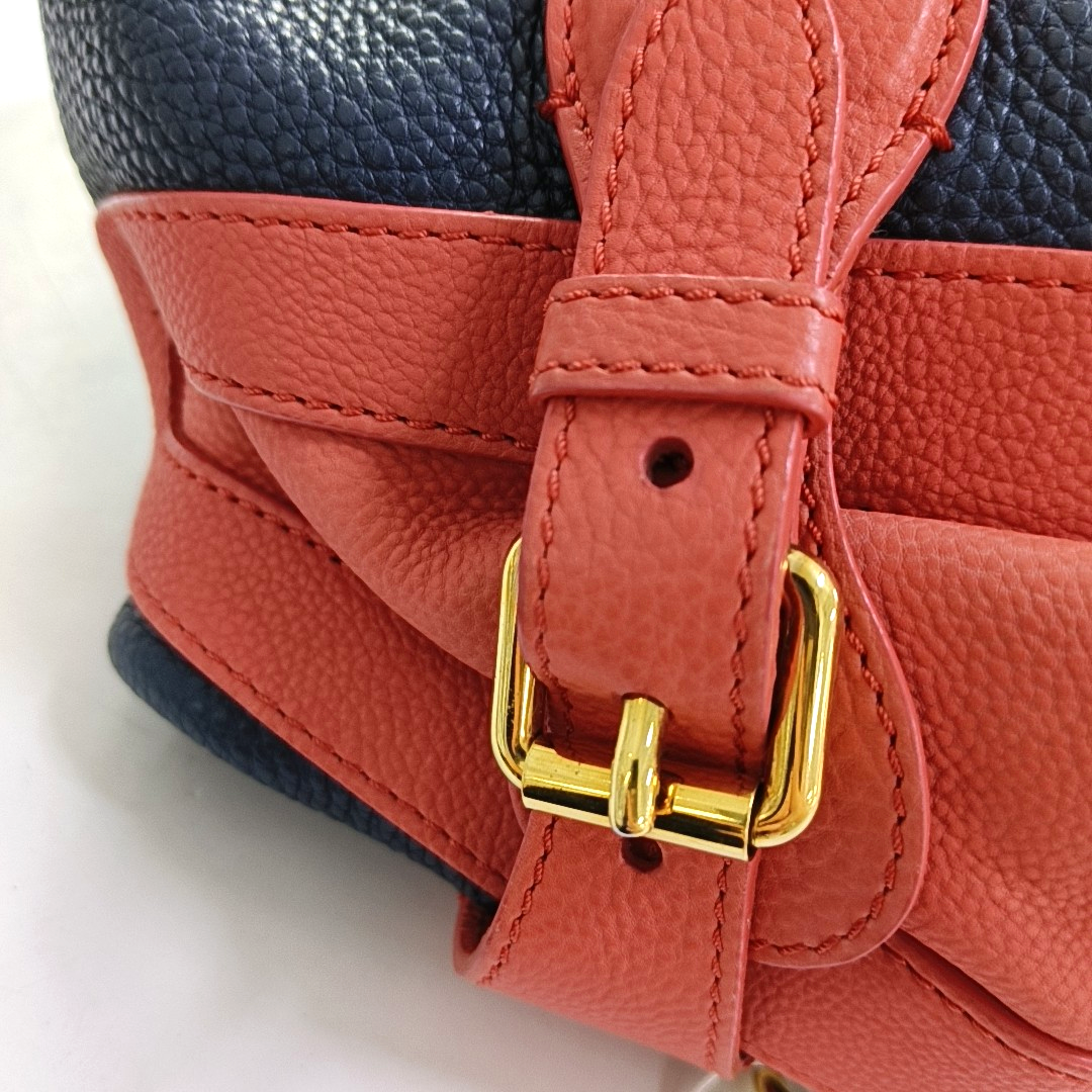 BURBERRY The Banner Dark Blue Leather Handbag Golden hardware-(SKU)-958302180