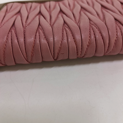 Miu Miu Pink sheepskin quilted wallet Silver Hardware-(SKU)-950469660