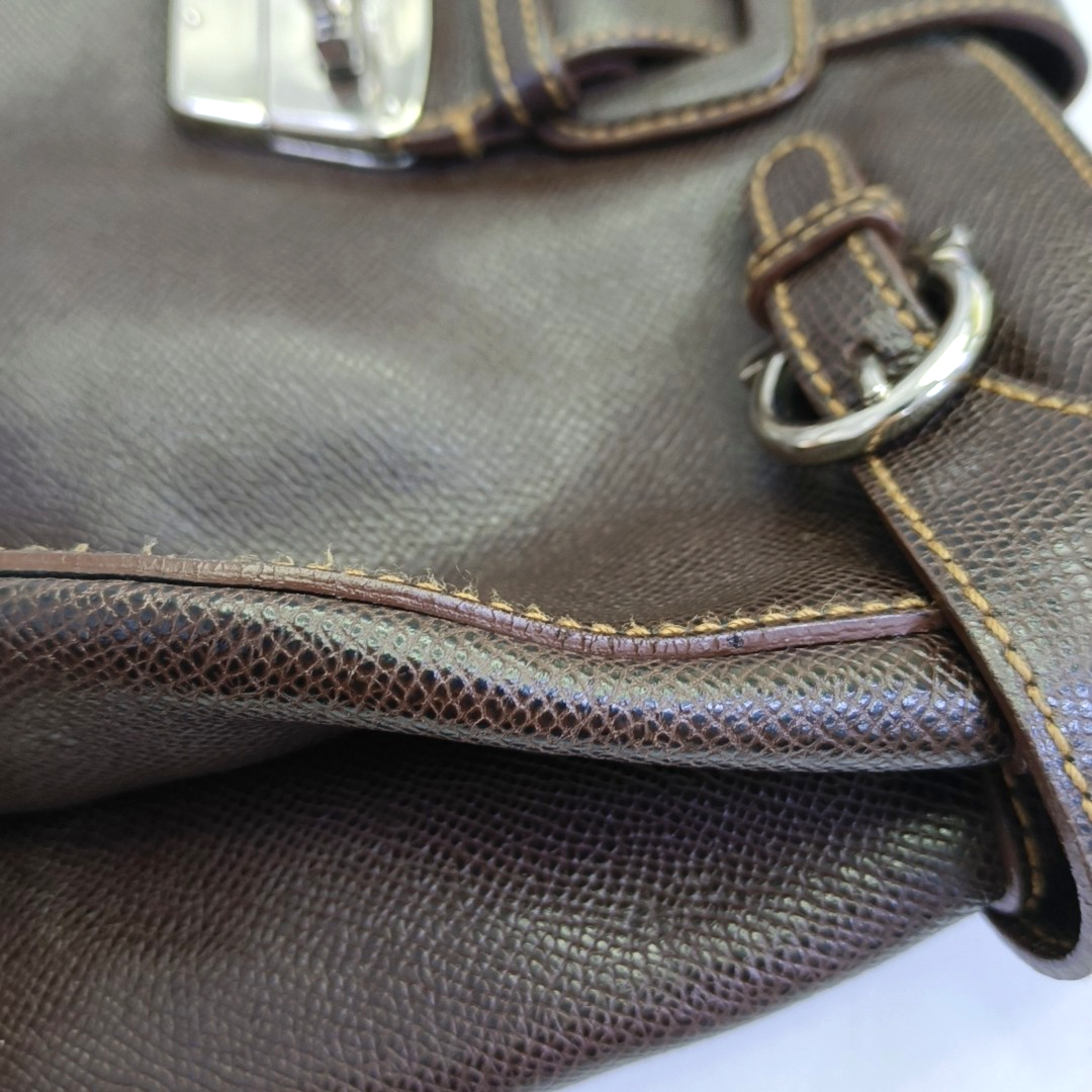 FERRAGAMO Deep brown cowhide single shoulder bag Silver Hardware-(SKU)-944080501