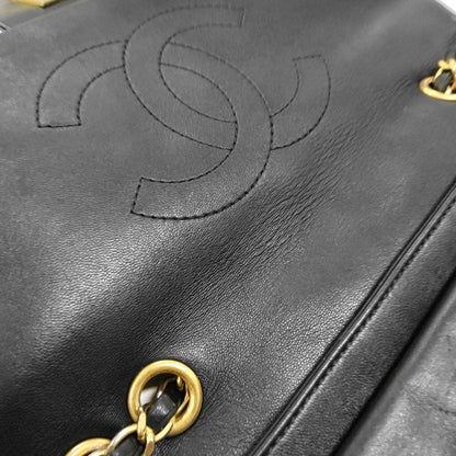 CHANEL NOW AND FOREVER Large Black Lamb Skin Quilted Shoulder Bag with Gold Hardware 18 Clasp-(SKU)-968898781