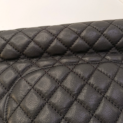 CHANEL COCO HANDLE Large Dark Grey Calfskin Quilted Shoulder Bag Tote Bag Crossbody Ruthenium Hardware 21cm-(SKU)-959419122