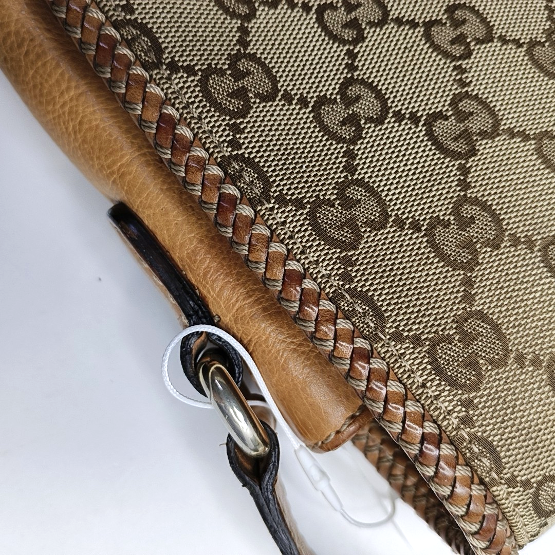 GUCCI Trunk Brown Canvas Monogrammed Crossbody Shoulder Bag Golden hardware-(SKU)-951960064