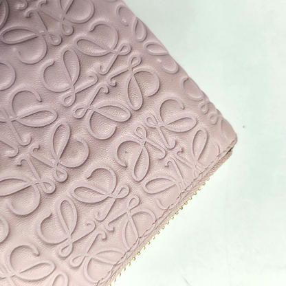LOEWE Pink Cowhide Embossed Vintage Wallet Golden hardware-(SKU)-956396873