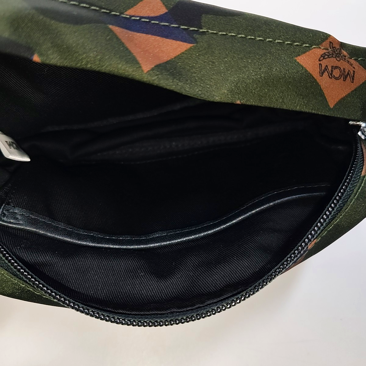 MCM Dark Green Nylon Printed Clutch Black hardware-(SKU)-944008228