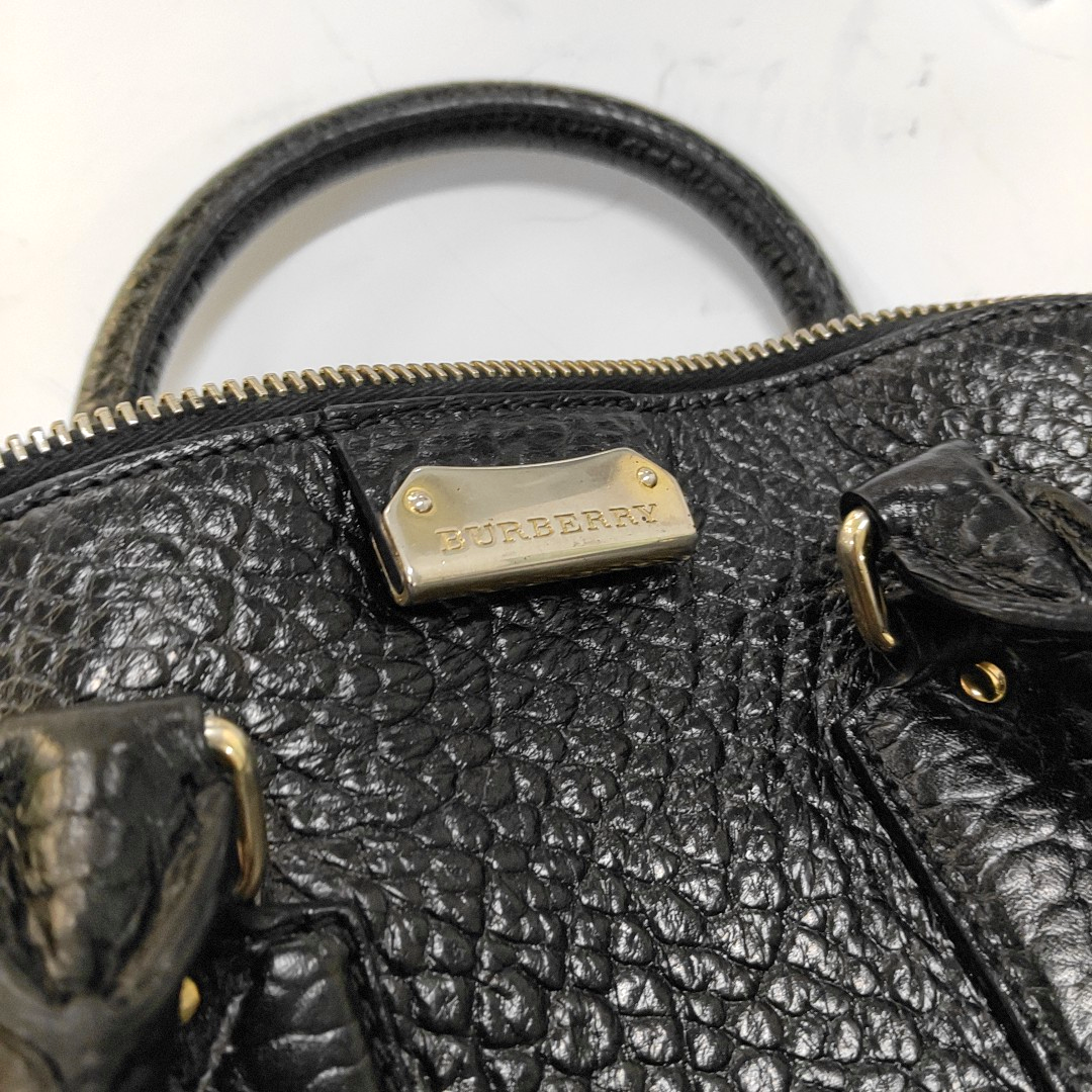 BURBERRY Sartorial Orchard Black Leather Single Shoulder Bag Handbag Crossbody Golden hardware Removable shoulder strap-(SKU)-960007114