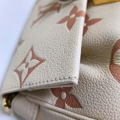 LOUIS VUITTON FAVORITE Beige Calfskin Monogram Embossed Single Shoulder Bag Crossbody with Gold Hardware Removable Shoulder Strap-(SKU)-963703492