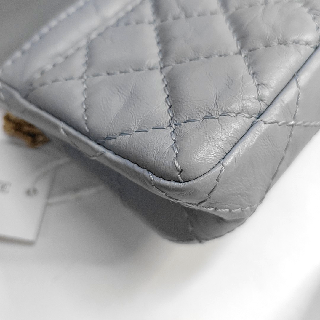 CHANEL 2.55 Blue Calfskin Quilted Intrecciato Fanny Pack, Crossbody Bag, Shoulder Bag, Golden Hardware, 27 Clasp-(SKU)-937072296